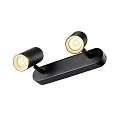 SLV Applique et plafonnier NOBLO® DOUBLE PHASE à 2 flammes, rond IP20, noir gradable