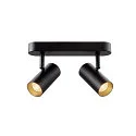 SLV wall and ceiling luminaire NOBLO® DOUBLE PHASE 2 flames, round IP20, black dimmable