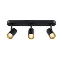 SLV wall and ceiling luminaire NOBLO® TRIPLE PHASE 3 flames, cylindrical, cardanic swivelling IP20, black dimmable