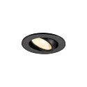 Plafonnier encastré NEW TRIA® 45 rond, adapté aux postes de travail avec écran IP20, noir, laqué 