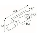 SLV Luminaire de plafond GRIP! L SPOT CL DOUBLE cylindrique GU10 IP20, bronze, noir, laqué gradable