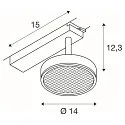 1-Projecteur monophasé GRIP! FLAT CCT Switch, pivotant à la cardan IP20, or, noir gradable