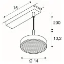 SLV Luminaire à suspension monophasé GRIP! FLAT Bas, sans abat-jour, CCT Switch IP20, noir, blanche gradable