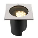 SLV Projecteur encastré DASAR® L DALI pivotant, carré, asymétrique, dimmable IP65/IP67, acier inoxydable gradable