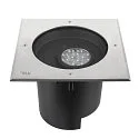 SLV Projecteur encastré DASAR® XL DALI pivotant, carré, asymétrique, dimmable IP65/IP67, acier inoxydable gradable