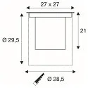 SLV Projecteur encastré DASAR® XL DALI pivotant, carré, asymétrique, dimmable IP65/IP67, acier inoxydable gradable