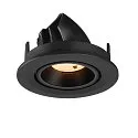 SLV Plafonnier encastré NUMINOS® GIMBLE S rond, adapté aux postes de travail avec écran IP20, noir, laqué gradable