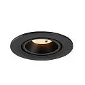 SLV Plafonnier encastré NUMINOS® GIMBLE S rond, adapté aux postes de travail avec écran IP20, noir, laqué gradable
