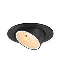 SLV Plafonnier encastré NUMINOS® GIMBLE S rond, adapté aux postes de travail avec écran IP20, noir, blanche, laqué gradable