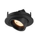 SLV Plafonnier encastré NUMINOS® GIMBLE S rond, adapté aux postes de travail avec écran IP20, noir, laqué gradable