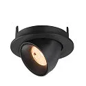 SLV Plafonnier encastré NUMINOS® GIMBLE S rond, adapté aux postes de travail avec écran IP20, noir, laqué gradable
