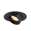 SLV Plafonnier encastré NUMINOS® GIMBLE S rond, adapté aux postes de travail avec écran IP20, noir, laqué gradable