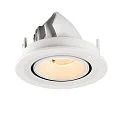 SLV Plafonnier encastré NUMINOS® GIMBLE S rond, adapté aux postes de travail avec écran IP20, blanche, laqué gradable