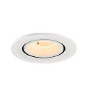 SLV Plafonnier encastré NUMINOS® GIMBLE S rond, adapté aux postes de travail avec écran IP20, blanche, laqué gradable
