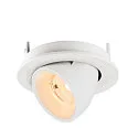 SLV Plafonnier encastré NUMINOS® GIMBLE S rond, adapté aux postes de travail avec écran IP20, blanche, laqué gradable
