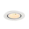 SLV Plafonnier encastré NUMINOS® GIMBLE S rond, adapté aux postes de travail avec écran IP20, blanche, laqué gradable