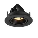 SLV Plafonnier encastré NUMINOS® GIMBLE S rond, adapté aux postes de travail avec écran IP20, noir, laqué gradable