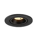 SLV Plafonnier encastré NUMINOS® GIMBLE S rond, adapté aux postes de travail avec écran IP20, noir, laqué gradable