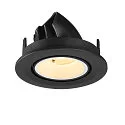 SLV Plafonnier encastré NUMINOS® GIMBLE S rond, adapté aux postes de travail avec écran IP20, noir, blanche, laqué gradable