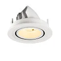 SLV Plafonnier encastré NUMINOS® GIMBLE S rond, adapté aux postes de travail avec écran IP20, blanche, laqué gradable