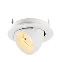 SLV Plafonnier encastré NUMINOS® GIMBLE S rond, adapté aux postes de travail avec écran IP20, blanche, laqué gradable