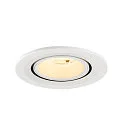 SLV Plafonnier encastré NUMINOS® GIMBLE S rond, adapté aux postes de travail avec écran IP20, blanche, laqué gradable