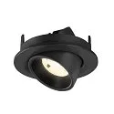 SLV Plafonnier encastré NUMINOS® GIMBLE S rond, adapté aux postes de travail avec écran IP20, noir, laqué gradable