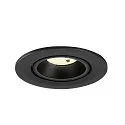 SLV Plafonnier encastré NUMINOS® GIMBLE S rond, adapté aux postes de travail avec écran IP20, noir, laqué gradable
