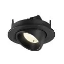 SLV Plafonnier encastré NUMINOS® GIMBLE S rond, adapté aux postes de travail avec écran IP20, noir, laqué gradable