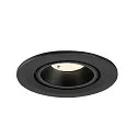 SLV Plafonnier encastré NUMINOS® GIMBLE S rond, adapté aux postes de travail avec écran IP20, noir, laqué gradable