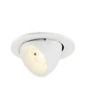 Plafonnier encastré NUMINOS® GIMBLE S rond, adapté aux postes de travail avec écran IP20, blanche, laqué gradable