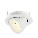 SLV Plafonnier encastré NUMINOS® GIMBLE S rond, adapté aux postes de travail avec écran IP20, blanche, laqué gradable