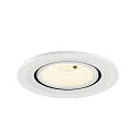 SLV Plafonnier encastré NUMINOS® GIMBLE S rond, adapté aux postes de travail avec écran IP20, blanche, laqué gradable