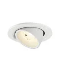 SLV Plafonnier encastré NUMINOS® GIMBLE S rond, adapté aux postes de travail avec écran IP20, blanche, laqué gradable