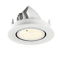 SLV Plafonnier encastré NUMINOS® GIMBLE S rond, adapté aux postes de travail avec écran IP20, blanche, laqué gradable