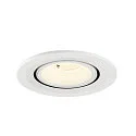 SLV Plafonnier encastré NUMINOS® GIMBLE S rond, adapté aux postes de travail avec écran IP20, blanche, laqué gradable