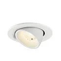 SLV Plafonnier encastré NUMINOS® GIMBLE S rond, adapté aux postes de travail avec écran IP20, blanche, laqué gradable