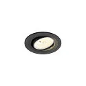 Plafonnier encastré NUMINOS® MOVE S rond, adapté aux postes de travail avec écran IP20, noir, blanche, laqué gradable