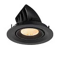 SLV Plafonnier encastré NUMINOS® GIMBLE M adapté aux postes de travail avec écran IP20, noir, laqué gradable
