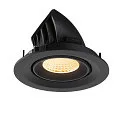 SLV Plafonnier encastré NUMINOS® GIMBLE M adapté aux postes de travail avec écran IP20, noir, laqué gradable
