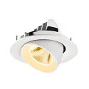 SLV Plafonnier encastré NUMINOS® GIMBLE M adapté aux postes de travail avec écran IP20, blanche, laqué gradable
