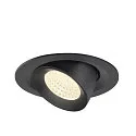SLV Plafonnier encastré NUMINOS® GIMBLE M adapté aux postes de travail avec écran IP20, noir, laqué gradable