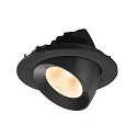 SLV Plafonnier encastré NUMINOS® GIMBLE L rond, adapté aux postes de travail avec écran IP20, noir, laqué gradable