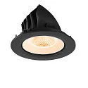 SLV Plafonnier encastré NUMINOS® GIMBLE L rond, adapté aux postes de travail avec écran IP20, noir, blanche, laqué gradable