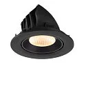 SLV Plafonnier encastré NUMINOS® GIMBLE L rond, adapté aux postes de travail avec écran IP20, noir, laqué gradable