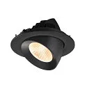 SLV Plafonnier encastré NUMINOS® GIMBLE L rond, adapté aux postes de travail avec écran IP20, noir, laqué gradable