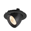 SLV Plafonnier encastré NUMINOS® GIMBLE L rond, adapté aux postes de travail avec écran IP20, noir, laqué gradable