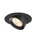 SLV Plafonnier encastré NUMINOS® GIMBLE L rond, adapté aux postes de travail avec écran IP20, noir, laqué gradable