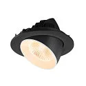 SLV Plafonnier encastré NUMINOS® GIMBLE L rond, adapté aux postes de travail avec écran IP20, noir, blanche, laqué gradable