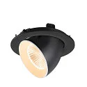 SLV Plafonnier encastré NUMINOS® GIMBLE L rond, adapté aux postes de travail avec écran IP20, noir, blanche, laqué gradable